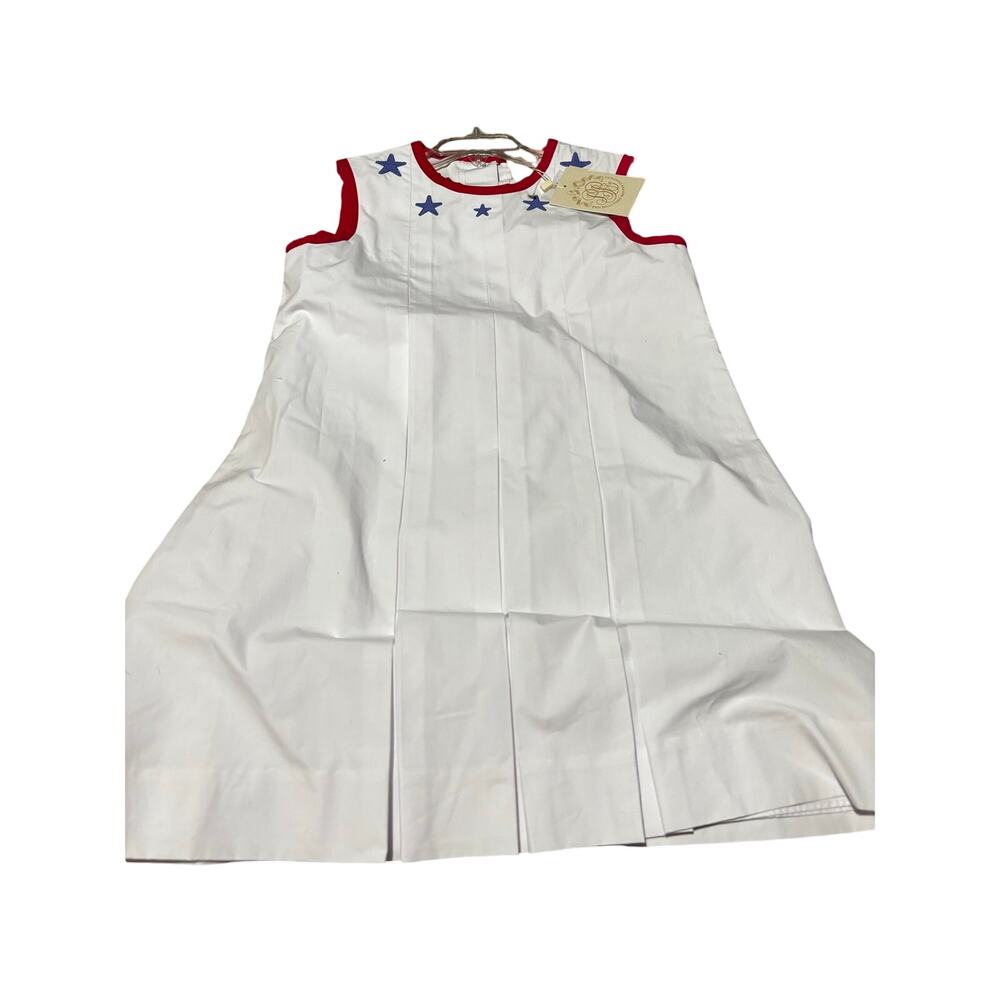 Beaufort Bonnett 8 MARY FRANCES FROCK WORTH AVENUE WHITE RED STAR APPLIQUΓ nwt